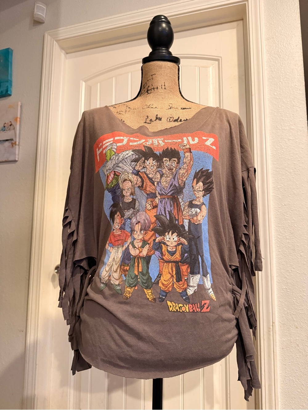 Dragon Ball Z Upcycled Fringe Shirt – Size Large